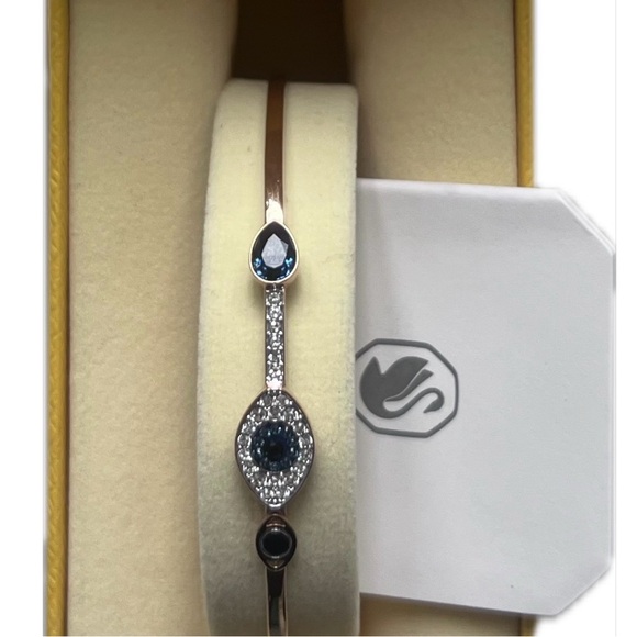 Swarovski Symbolica Evil Eye Rose Gold Bangle Bracelet - Picture 2 of 7